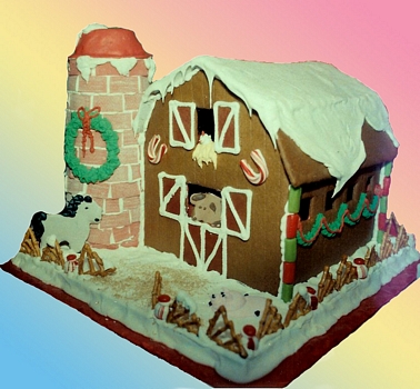 Gingerbread House santa's barn barnyard horse pig chicken